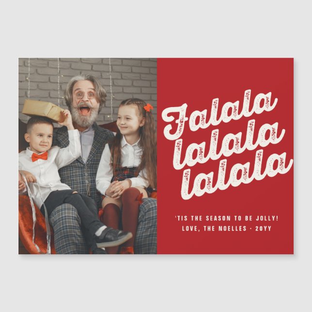 Falalala Bold Script Fun Klassisches Weihnachtsfes Magnetkarte (Vorderseite)