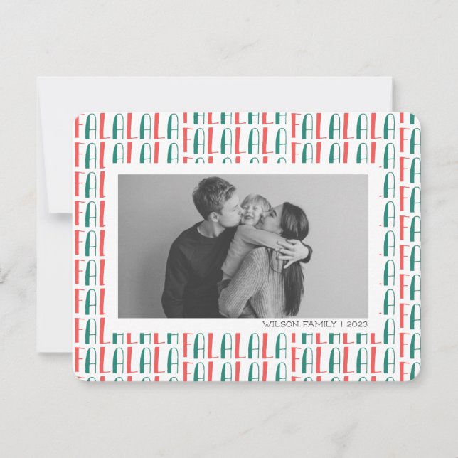 Falalala Joie Noël Famille Photo Carte de vacances (Devant)