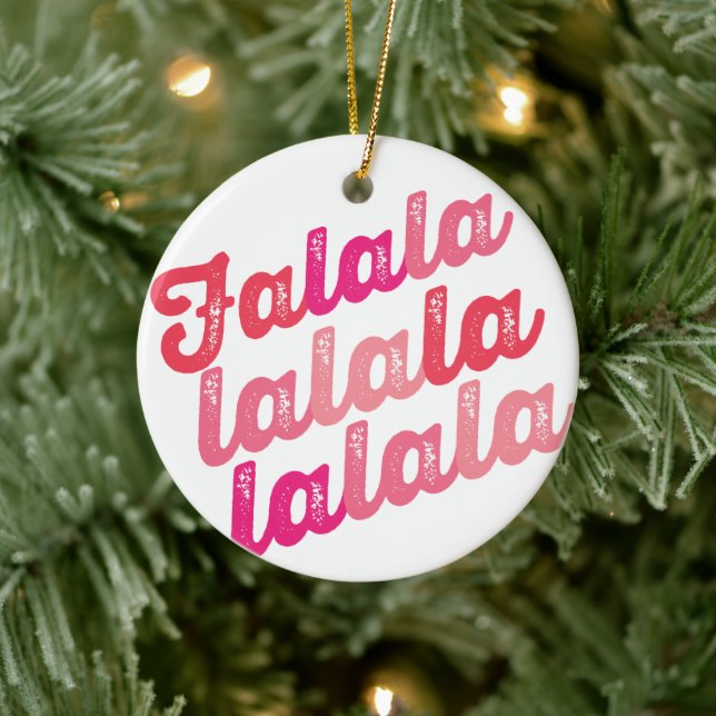 Falalala Pink Ombre Bold Script Foto Weihnachten Keramikornament (Baum)