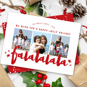 Falalala Pinselskriptstars Moderne Fotosammlung Feiertagskarte