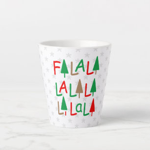 Falalala... Red Green Brown Snowflakes Latte Tasse