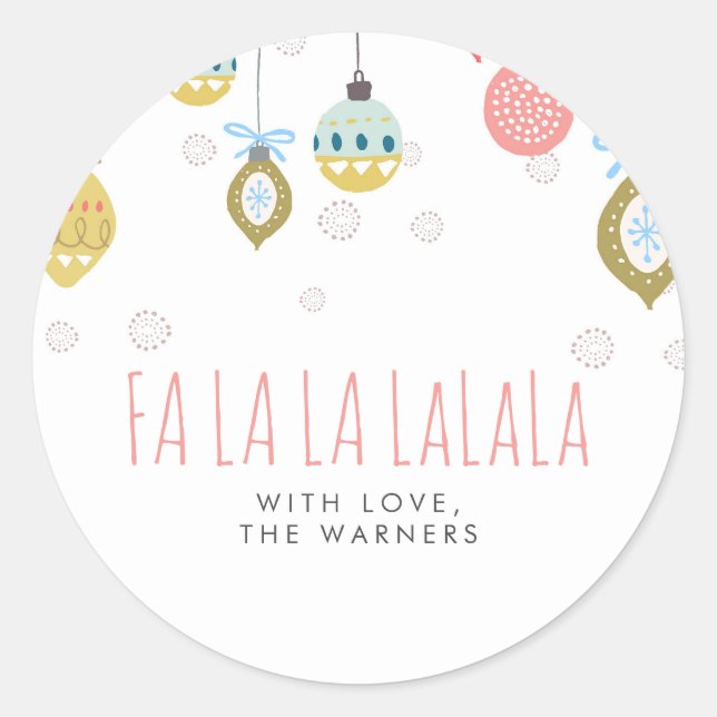 Falalala Weihnachten Runder Aufkleber (Vorderseite)