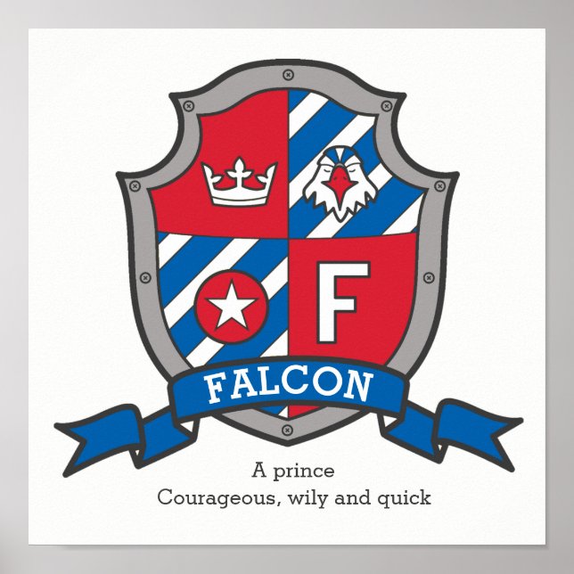 Falcon boys F name bedeutet heraldry Schild Poster (Vorne)