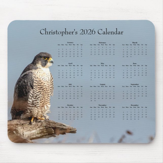Falcon - Customizable full year 2026 calendar Mousepad (Vorne)
