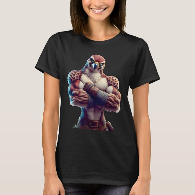 Falcon Flexing Fan Lover Bodybuilding Gym Workout T-Shirt (Vorderseite)