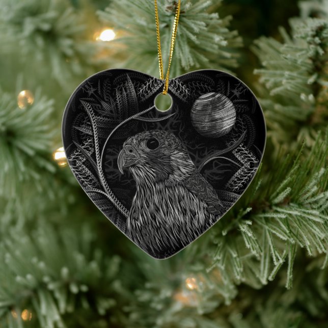 Falcon Full Moon Keramik Ornament (Baum)