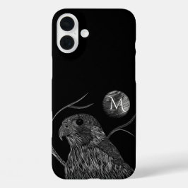Falcon Full Moon Monogram Black iPhone 16 Plus Hülle