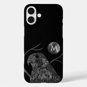 Falcon Full Moon Monogram Black iPhone 16 Plus Hülle