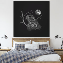 Falcon Full Moon Monogram Black Leinwanddruck