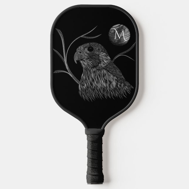 Falcon Full Moon Monogram Black Pickleball Schläger (Vorderseite)