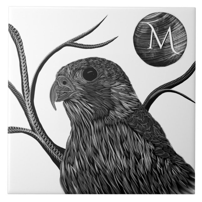 Falcon Full Moon Monogram Fliese (Vorderseite)