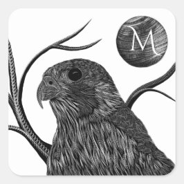 Falcon Full Moon Monogram Quadratischer Aufkleber