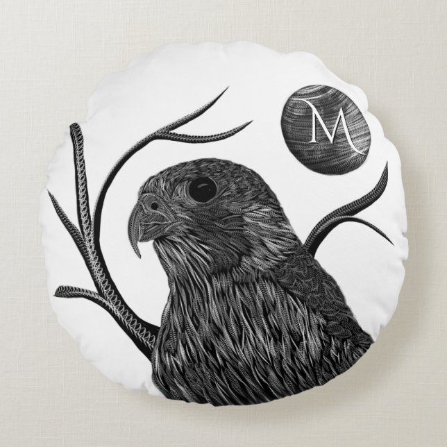 Falcon Full Moon Monogram Rundes Kissen (Vorderseite)