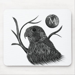 Falcon Full Moon Monogram White Mousepad