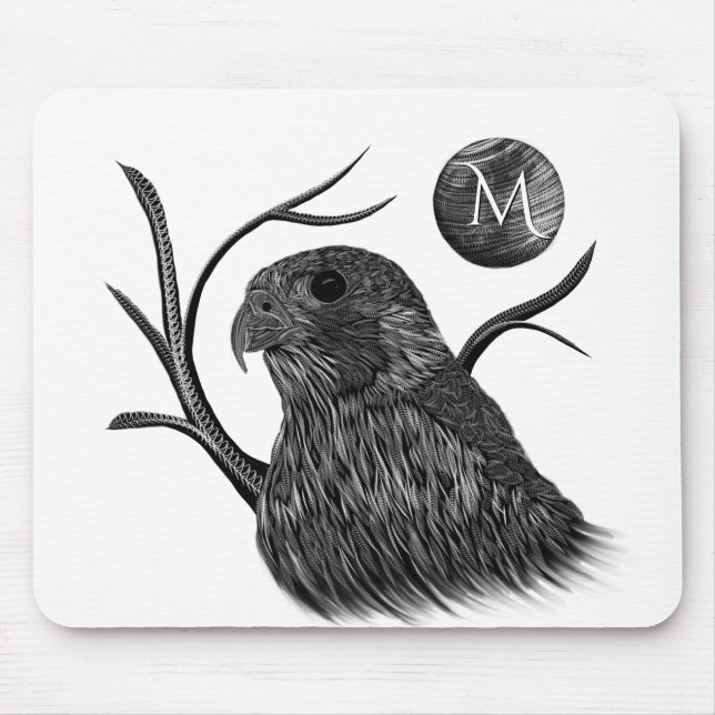 Falcon Full Moon Monogram White Mousepad (Vorne)
