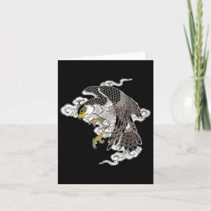 Falcon Hawk Flying X japanische Wolken Tattoo Flas Karte