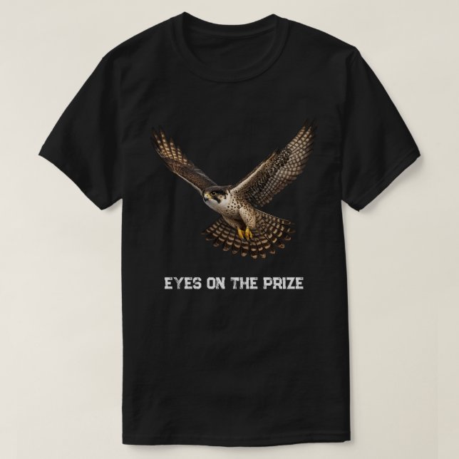 Falcon in Flight Realistic T-Shirt Design (black) (Design vorne)
