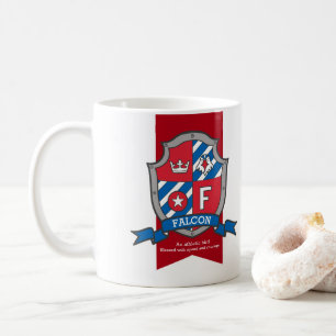 Falcon Knight Schild rot blauer Name bedeutet Tass Kaffeetasse