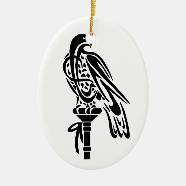 Falcon on Block Perch Keramikornament (Vorne)
