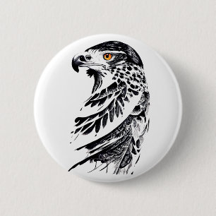 Falcon Wild Animal Nature Illustration Button