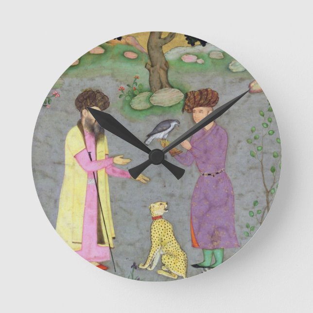 Falconer mit Begleiter und Begleiter Cheetah, aus Runde Wanduhr (Vorderseite)