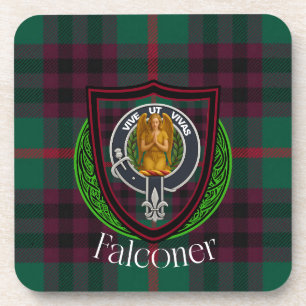 Falconer Schottischer Clan Tartan & Wappen Getränkeuntersetzer