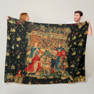 FALCONS BATH Red Blue Antique Mittelalterliches Ta Fleecedecke