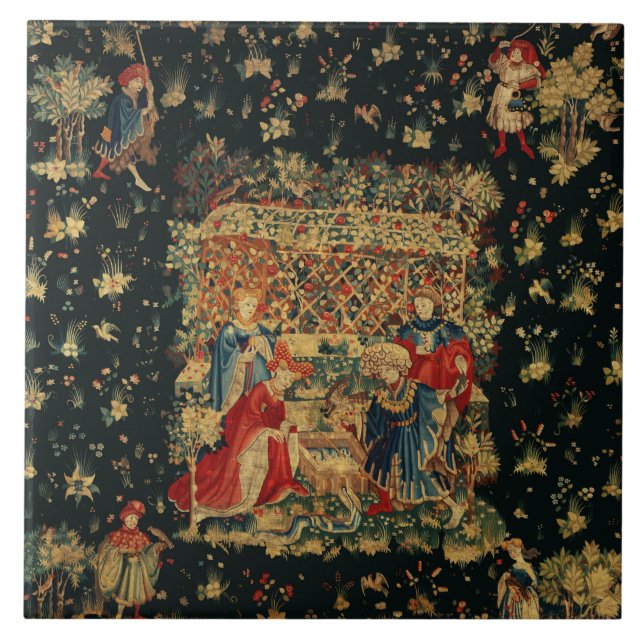 FALCONS BATH Red Blue Antique Mittelalterliches Ta Fliese (Vorderseite)