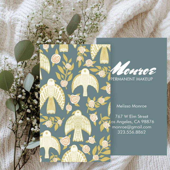 Falcons & Rose Elegantes Illustriertes Muster kund Visitenkarte (Falcons & Roses Elegant Illustrated Business Card
)