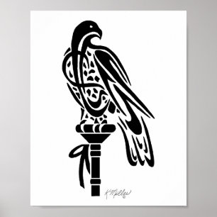 Falke auf Blockhocker Poster