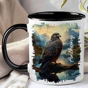 Falke in wilder Berglandschaft  Tasse