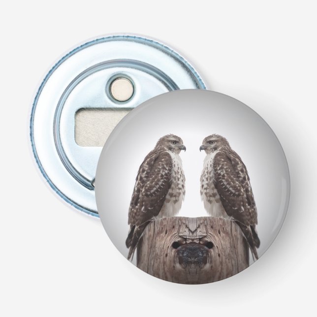 Falken auf einem Posten Flaschenöffner (Vorderseite)