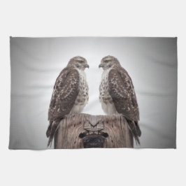 Falken auf einem Posten Handtuch