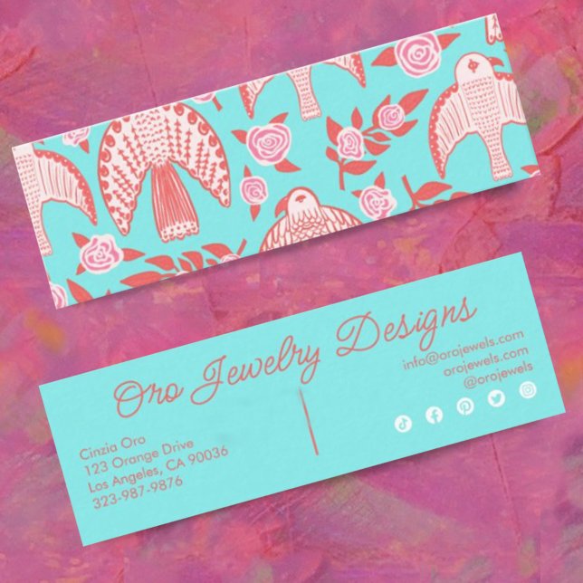 Falken & Rose Elegante Botanische feminine Chic Mini Visitenkarte (Von Creator hochgeladen)