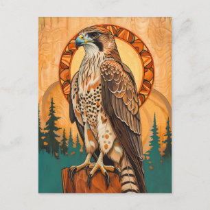 Falken-Totem – Visionäre Art Deco Geist Postkarte
