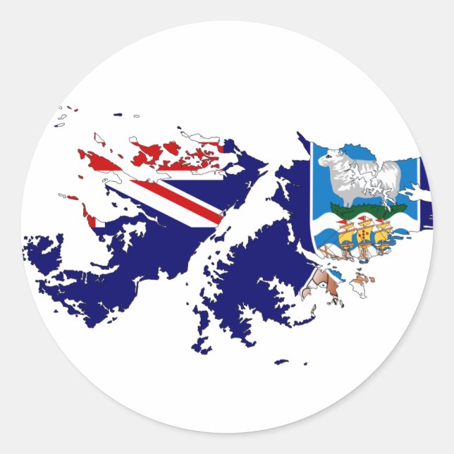 Falkland Islands (Malvinas) Flag Map FK Runder Aufkleber (Vorderseite)