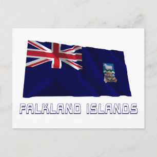 Falkland Islands Waving Flag mit Namen Postkarte