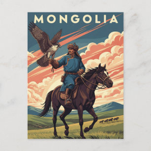Falkner in der Mongolei Reise Postkarte