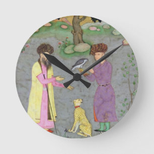 Falkner mit Begleiter- und Haustier-Gepard, von Runde Wanduhr