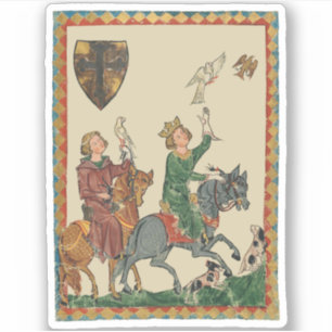 Falknerei, 14. Jahrhundert Codex Manesse Aufkleber