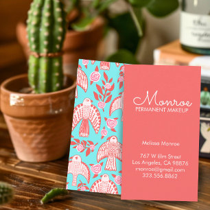 Falknerei und Rose Elegantes Illustriertes Aqua Ro Visitenkarte