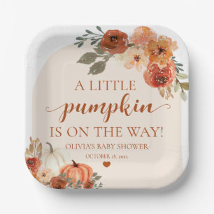 Fall A Little Pumpkin ist auf dem Weg Babydusche Pappteller