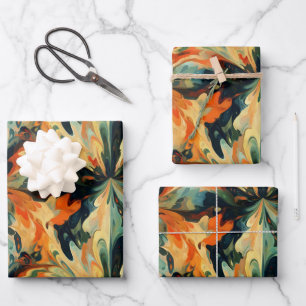 Fall Abstrakte Ölfarbe Geschenkpapier Set