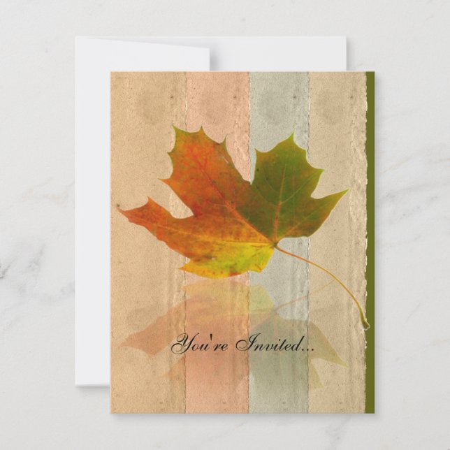 Fall-Ahorn-Blatt auf Imitat-Büttenpapier-Einladung Einladung (Vorderseite)