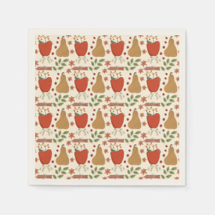 Fall Äpfel und Birnen Rustikales Papier Napkins Serviette