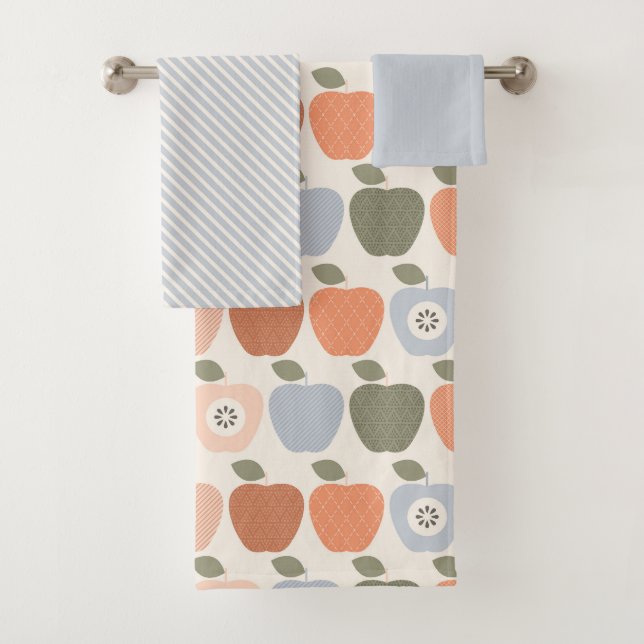 Fall Äpfel und Streifen Handtuch Badhandtuch Set (Insitu)