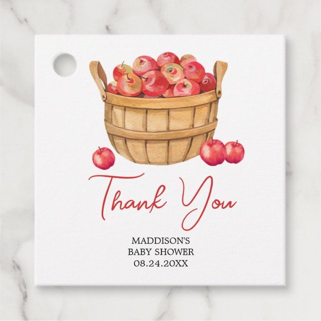 Fall Apple Basket Baby Dusche Geschenkanhänger (Vorderseite)