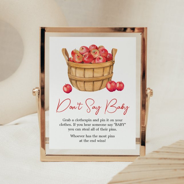 Fall Apple Basket Baby Dusche Say Baby nicht Poster (Fall Apple Baby Shower Don't Say Baby Sign)
