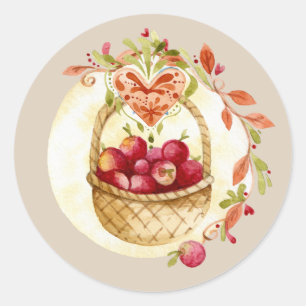 Fall Apple Basket Geschenk Blumenkleber Siegel Runder Aufkleber