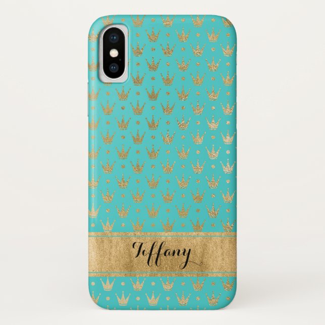 Fall Aqua, Gold Crowns Case-Mate iPhone X Case-Mate iPhone Hülle (Rückseite)